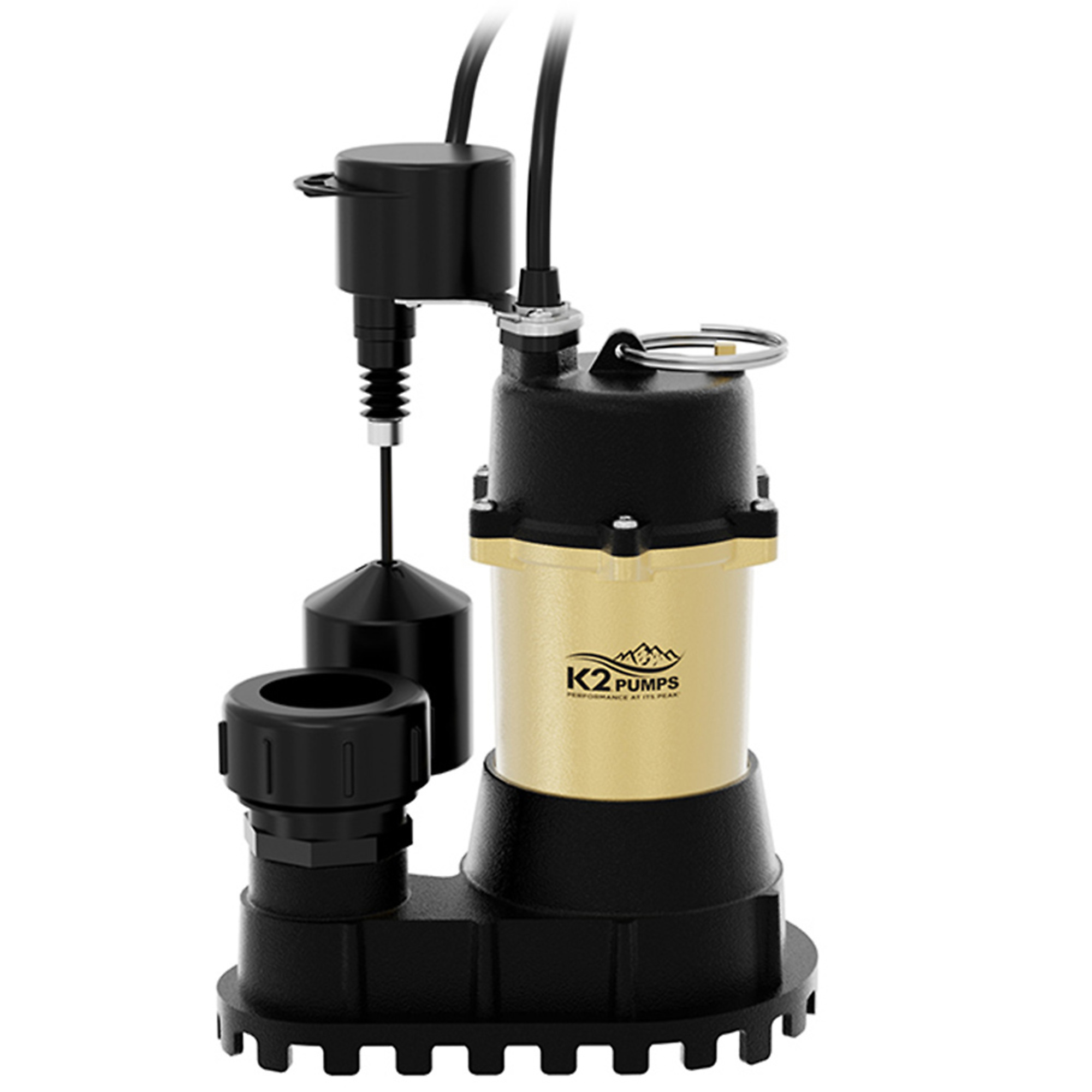 K2 1/3 HP Heavy-Duty Cast Iron Sump Pump - Vertical, Max. Flow 3800 GPH, Port Size 1.5 in, Model# SPI03303VPK